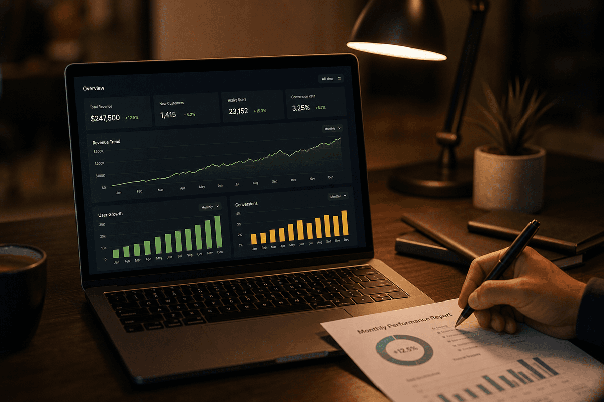 Laptop showing analytics dashboard