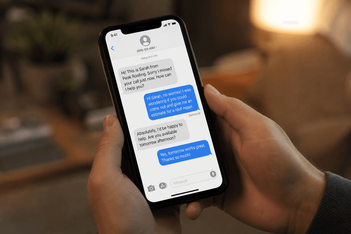SMS text-back conversation on phone